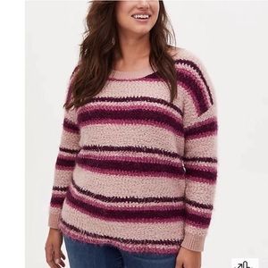 Torrid Popcorn Textured Stripes Pullover Drop Shoulder Sweater